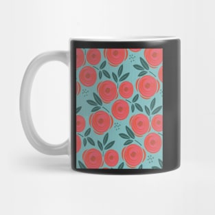 Roses are red, abstract pattern with red roses on a pale green bottom Mug